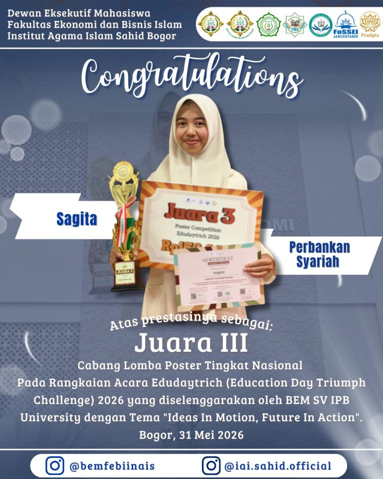 Mahasiswa FEBI IAI Sahid Bogor Raih Juara III Lomba Poster Tingkat Nasional